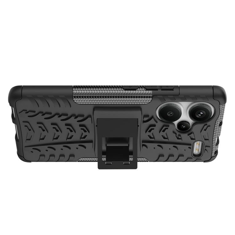 For Xiaomi Redmi Note 13 Pro+ 5G Tire Texture TPU + PC Phone Case with Holder(Black) - Note 13 Pro+ Cases by buy2fix | Online Shopping UK | buy2fix