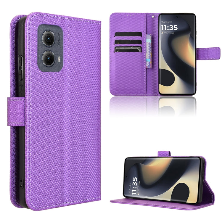 For Motorola Edge 2024 5G Diamond Texture Leather Phone Case(Purple) - Motorola Cases by buy2fix | Online Shopping UK | buy2fix