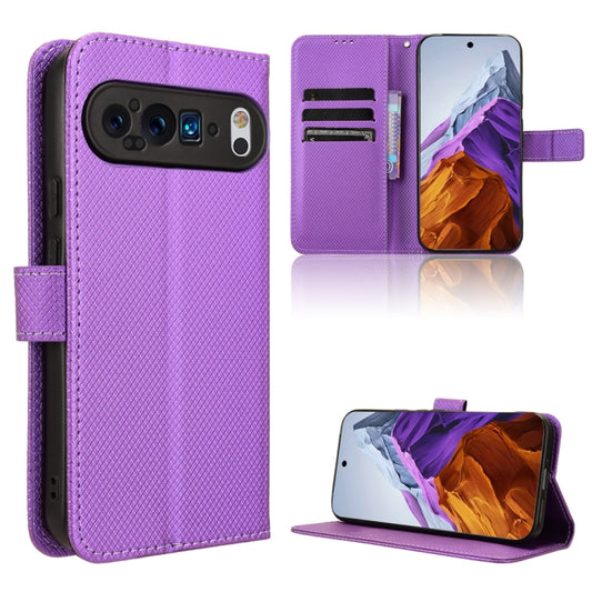 For Google Pixel 9 Diamond Texture Leather Phone Case(Purple) - Google Cases by buy2fix | Online Shopping UK | buy2fix