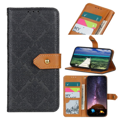 For Xiaomi Redmi Note 13 Pro 4G/Poco M6 Pro 4G European Floral Embossed Leather Phone Case(Black) - Note 13 Pro Cases by buy2fix | Online Shopping UK | buy2fix