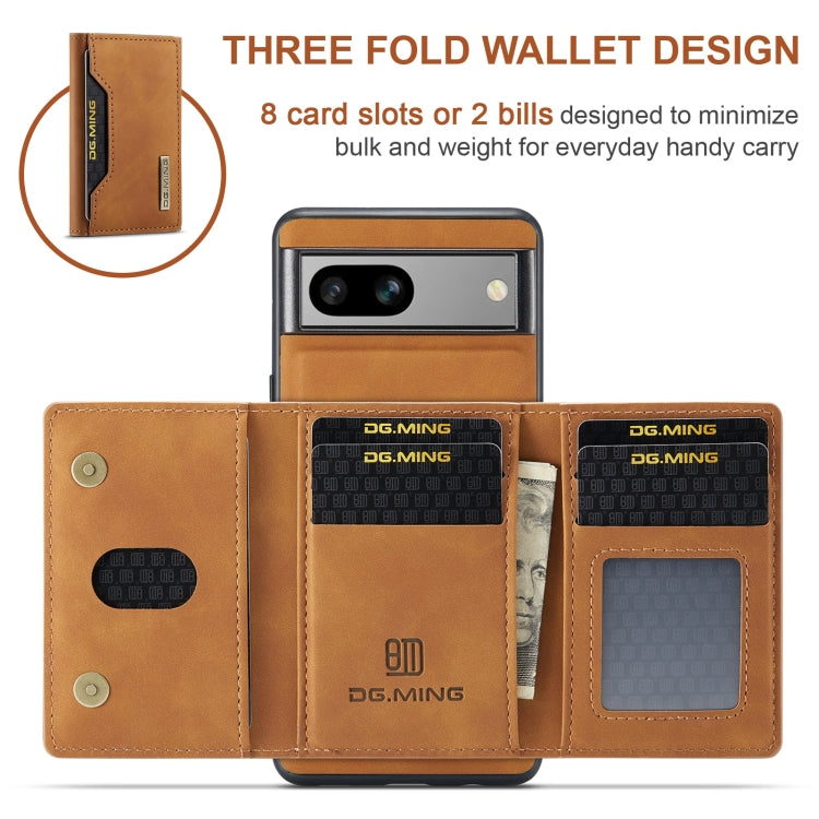 For Google Pixel 8A DG.MING M2 Series 3-Fold Multi Card Bag + Magnetic Phone Case(Brown) - Google Cases by DG.MING | Online Shopping UK | buy2fix