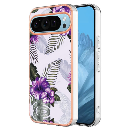 For Google Pixel 9 / 9 Pro Electroplating IMD TPU Phone Case(Purple Flower) - Google Cases by buy2fix | Online Shopping UK | buy2fix