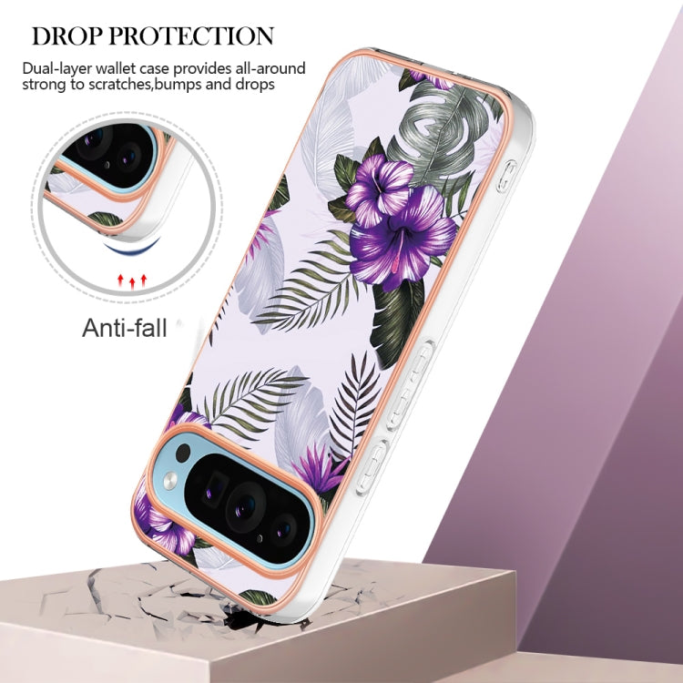 For Google Pixel 9 Pro XL Electroplating IMD TPU Phone Case(Purple Flower) - Google Cases by buy2fix | Online Shopping UK | buy2fix