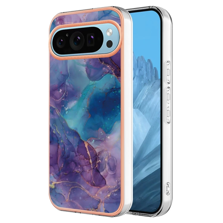 For Google Pixel 9 / 9 Pro Electroplating Marble Dual-side IMD Phone Case(Purple 016) - Google Cases by buy2fix | Online Shopping UK | buy2fix