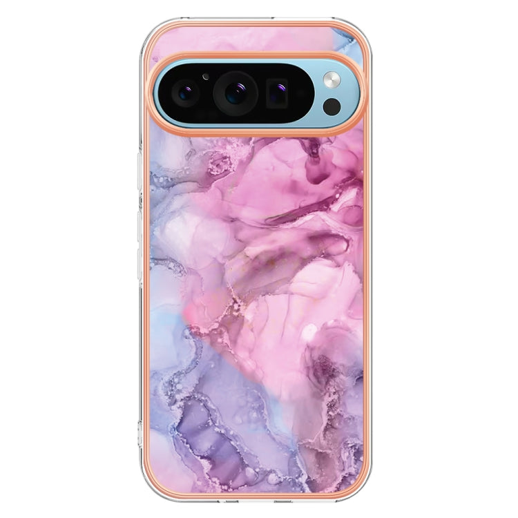 For Google Pixel 9 / 9 Pro Electroplating Marble Dual-side IMD Phone Case(Pink 013) - Google Cases by buy2fix | Online Shopping UK | buy2fix