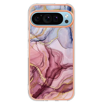 For Google Pixel 9 / 9 Pro Electroplating Marble Dual-side IMD Phone Case(Rose Red 014) - Google Cases by buy2fix | Online Shopping UK | buy2fix