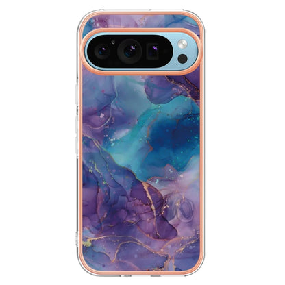 For Google Pixel 9 Pro XL Electroplating Marble Dual-side IMD Phone Case(Purple 016) - Google Cases by buy2fix | Online Shopping UK | buy2fix