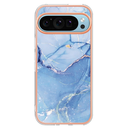 For Google Pixel 9 Pro XL Electroplating Marble Dual-side IMD Phone Case(Blue 018) - Google Cases by buy2fix | Online Shopping UK | buy2fix