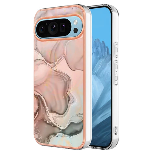 For Google Pixel 9 Pro XL Electroplating Marble Dual-side IMD Phone Case(Rose Gold 015) - Google Cases by buy2fix | Online Shopping UK | buy2fix