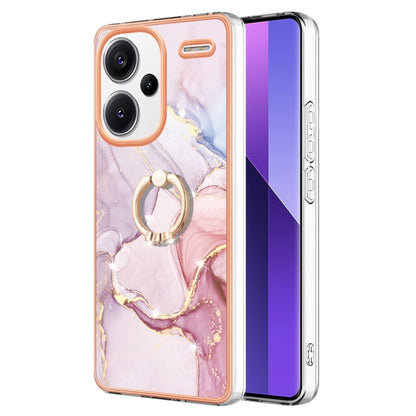 For Xiaomi Redmi Note 13 Pro+ 5G Electroplating Marble IMD TPU Phone Case with Ring Holder(Rose Gold 005) - Note 13 Pro+ Cases by buy2fix | Online Shopping UK | buy2fix