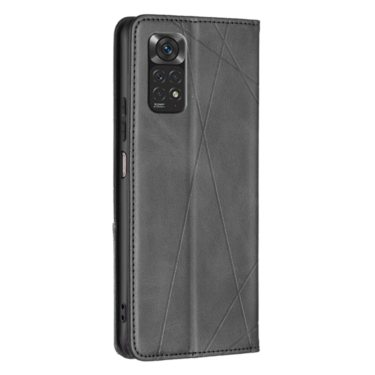 For Xiaomi Redmi Note 12S 4G / Note 11  Rhombus Texture Magnetic Leather Phone Case(Black) - Xiaomi Cases by buy2fix | Online Shopping UK | buy2fix