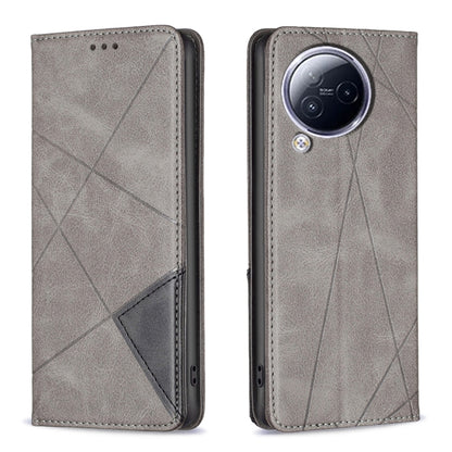 For Xiaomi Civi 3 5G Rhombus Texture Magnetic Leather Phone Case(Grey) - Xiaomi Cases by buy2fix | Online Shopping UK | buy2fix