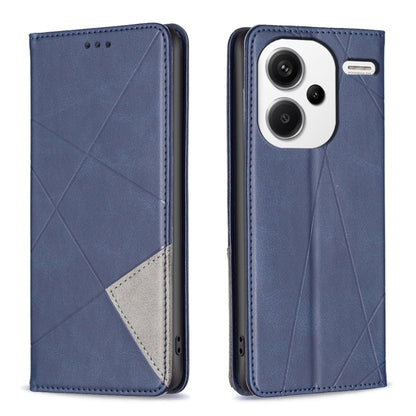 For Xiaomi Redmi Note 13 Pro+ 5G Rhombus Texture Magnetic Leather Phone Case(Blue) - Xiaomi Cases by buy2fix | Online Shopping UK | buy2fix