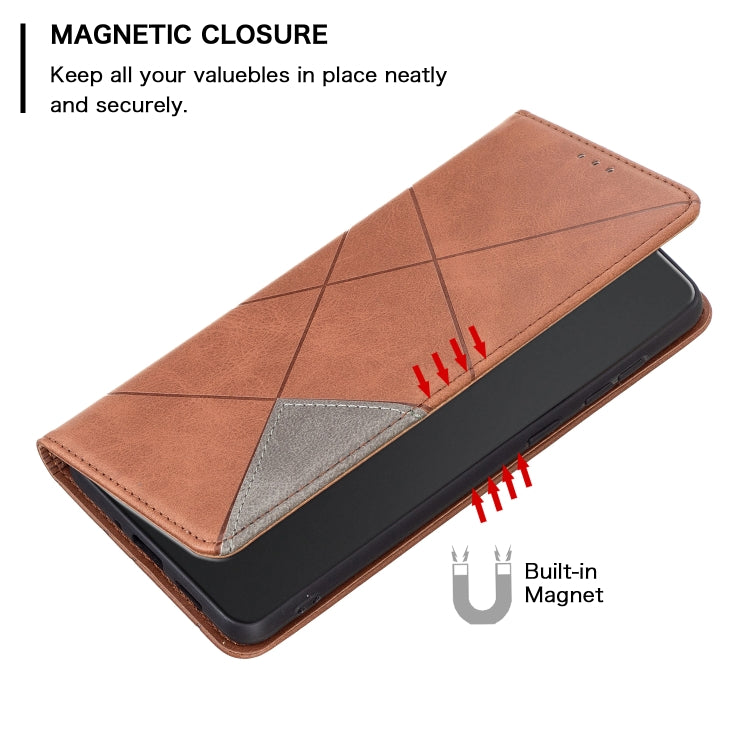 For Xiaomi Redmi K70 / K70 Pro Rhombus Texture Magnetic Leather Phone Case(Brown) - K70 Pro Cases by buy2fix | Online Shopping UK | buy2fix