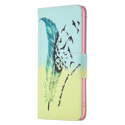 For Xiaomi 13T / 13T Pro / Redmi K60 Ultra Colored Drawing Pattern Leather Phone Case(Feather) - Redmi K60 Ultra Cases by buy2fix | Online Shopping UK | buy2fix