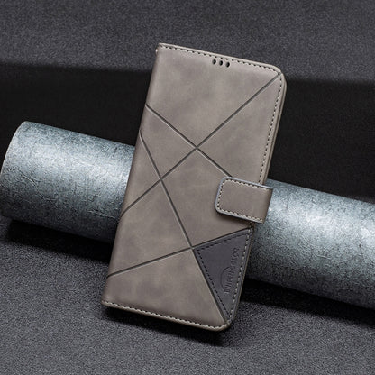 For Google Pixel 9 Magnetic Buckle Rhombus Texture Leather Phone Case(Grey) - Google Cases by buy2fix | Online Shopping UK | buy2fix