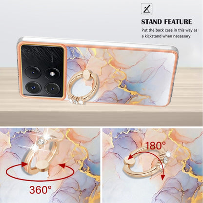 For Xiaomi Poco X6 Pro / Redmi K70E Electroplating IMD TPU Phone Case with Ring(White Marble) - K70E Cases by buy2fix | Online Shopping UK | buy2fix