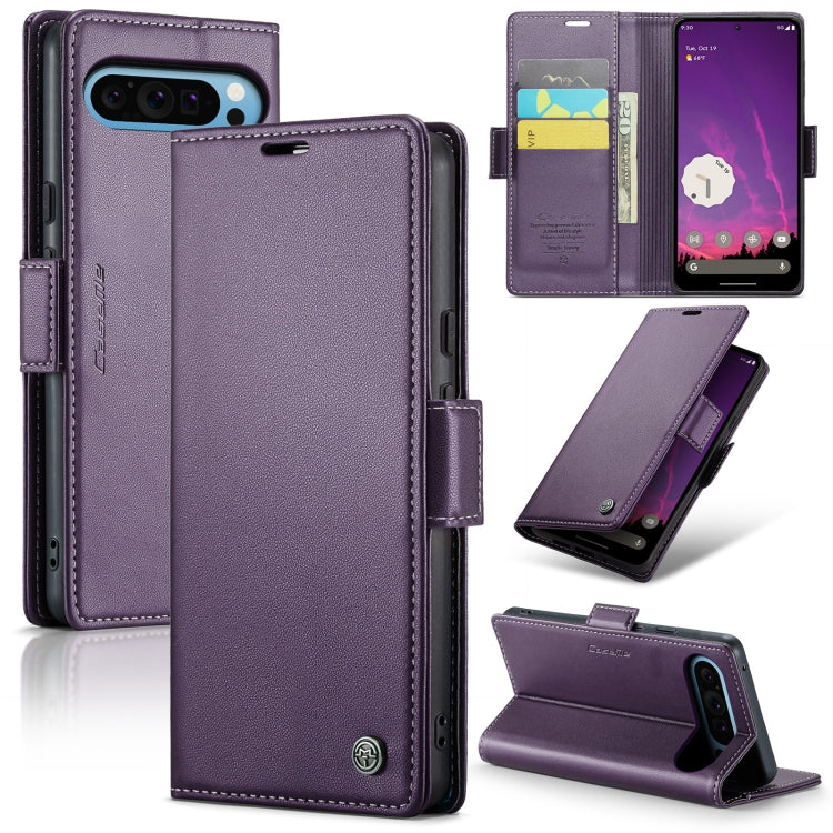 For Google Pixel 9 Pro XL CaseMe 023 Butterfly Buckle Litchi Texture RFID Anti-theft Leather Phone Case(Pearly Purple) - Google Cases by CaseMe | Online Shopping UK | buy2fix