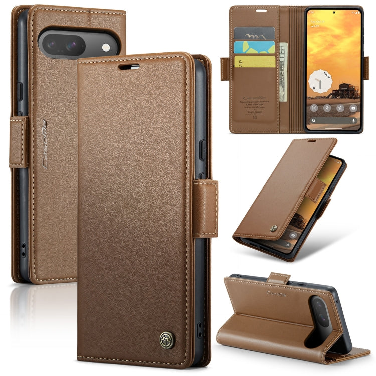 For Google Pixel 9 / 9 Pro CaseMe 023 Butterfly Buckle Litchi Texture RFID Anti-theft Leather Phone Case(Brown) - Google Cases by CaseMe | Online Shopping UK | buy2fix