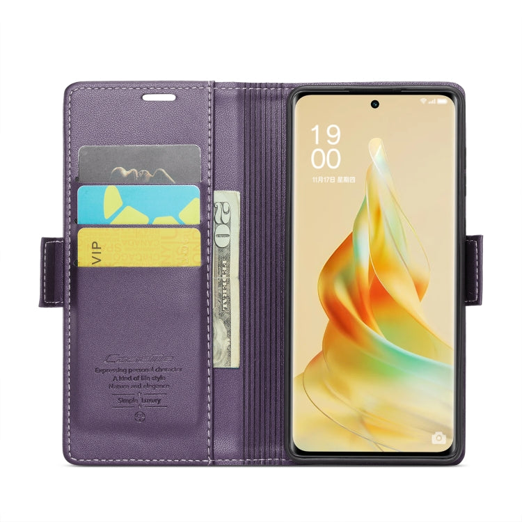 For OPPO Reno8 T 5G/A1 Pro 5G CaseMe 023 Butterfly Buckle Litchi Texture RFID Anti-theft Leather Phone Case(Pearly Purple) - OPPO Cases by CaseMe | Online Shopping UK | buy2fix