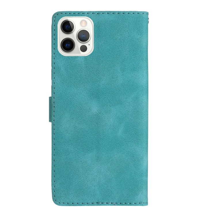 For iPhone 16 Pro Flower Butterfly Embossing Pattern Leather Phone Case(Sky Blue) - iPhone 16 Pro Cases by buy2fix | Online Shopping UK | buy2fix