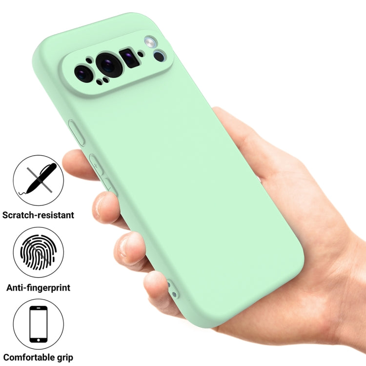 For Google Pixel 9 Pro Pure Color Liquid Silicone Shockproof Phone Case(Green) - Google Cases by buy2fix | Online Shopping UK | buy2fix