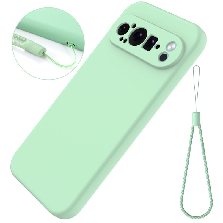 For Google Pixel 9 Pro Pure Color Liquid Silicone Shockproof Phone Case(Green) - Google Cases by buy2fix | Online Shopping UK | buy2fix