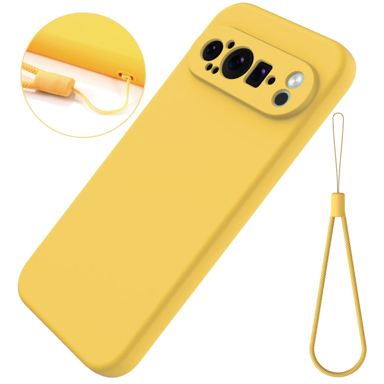 For Google Pixel 9 Pro Pure Color Liquid Silicone Shockproof Phone Case(Yellow) - Google Cases by buy2fix | Online Shopping UK | buy2fix