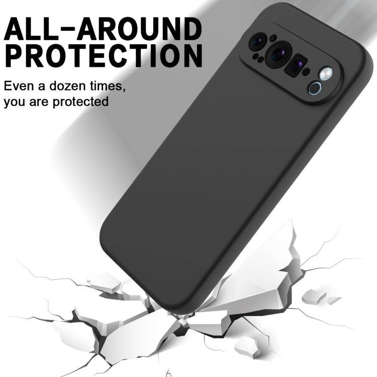 For Google Pixel 9 Pro XL Pure Color Liquid Silicone Shockproof Phone Case(Black) - Google Cases by buy2fix | Online Shopping UK | buy2fix