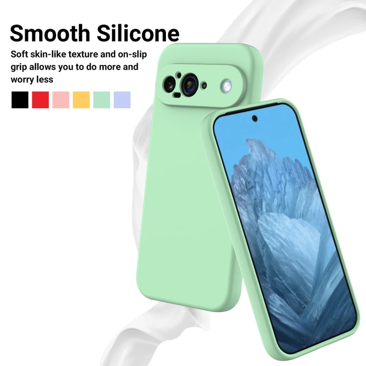 For Google Pixel 9 Pure Color Liquid Silicone Shockproof Phone Case(Green) - Google Cases by buy2fix | Online Shopping UK | buy2fix