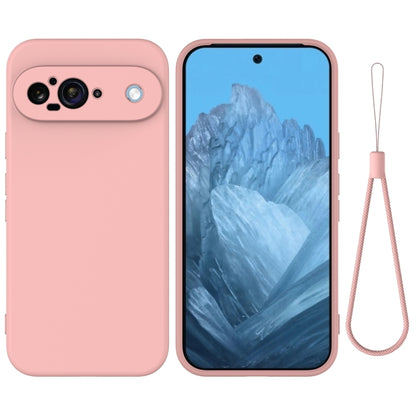 For Google Pixel 9 Pure Color Liquid Silicone Shockproof Phone Case(Pink) - Google Cases by buy2fix | Online Shopping UK | buy2fix