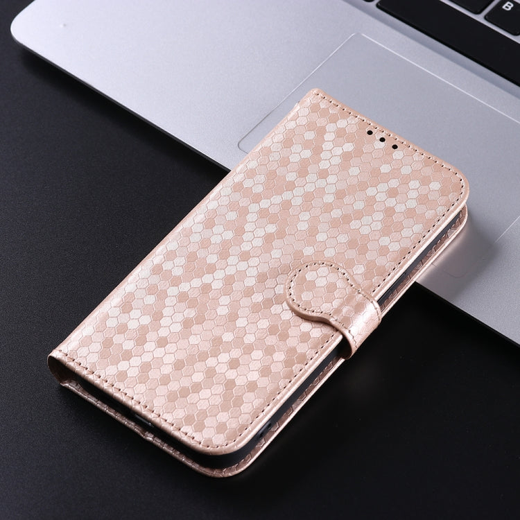 For Google Pixel 9 Pro Honeycomb Dot Texture Leather Phone Case(Gold) - Google Cases by buy2fix | Online Shopping UK | buy2fix