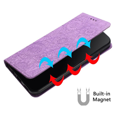 For Xiaomi Poco X4 Pro 5G Ethnic Embossed Adsorption Leather Phone Case(Purple) - Xiaomi Cases by buy2fix | Online Shopping UK | buy2fix