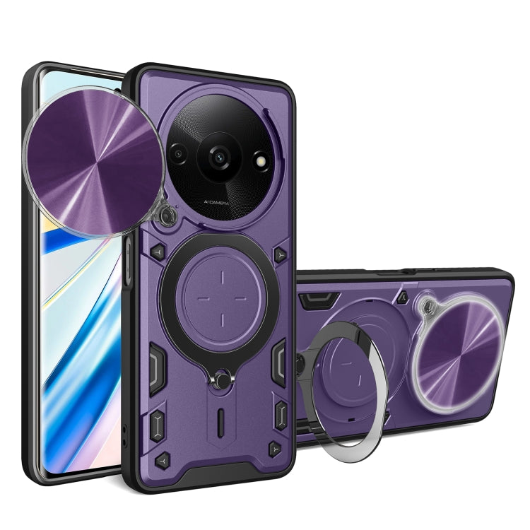 For Xiaomi Redmi A3 CD Texture Sliding Camshield Magnetic Holder Phone Case(Purple) - Xiaomi Cases by buy2fix | Online Shopping UK | buy2fix