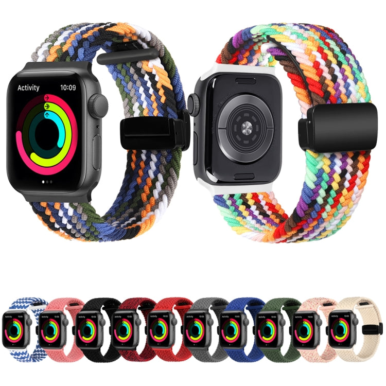 Magnetic Fold Clasp Woven Watch Band For Apple Watch 38mm(Rainbow Color) - Watch Bands by buy2fix | Online Shopping UK | buy2fix