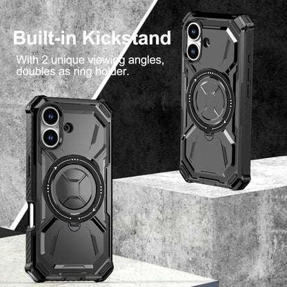 For iPhone 16 Plus Armor Series Holder Phone Case(Black) - iPhone 16 Plus Cases by buy2fix | Online Shopping UK | buy2fix