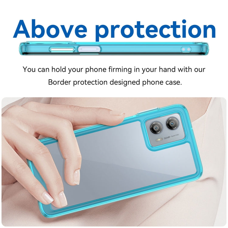 For Motorola Moto G53 5G Colorful Series Acrylic Hybrid TPU Phone Case(Transparent Blue) - Motorola Cases by buy2fix | Online Shopping UK | buy2fix