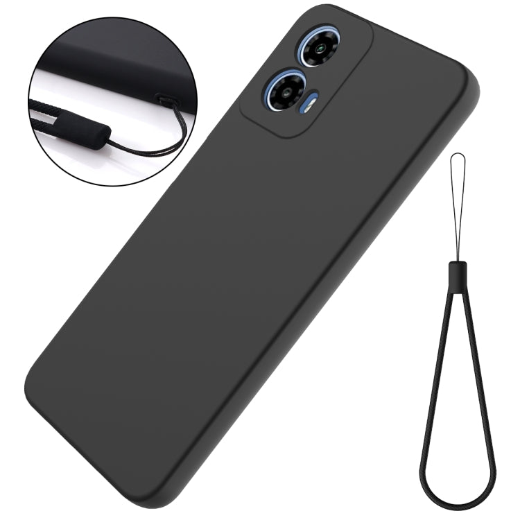 For Motorola Moto G34 Pure Color Liquid Silicone Shockproof Phone Case(Black) - Motorola Cases by buy2fix | Online Shopping UK | buy2fix