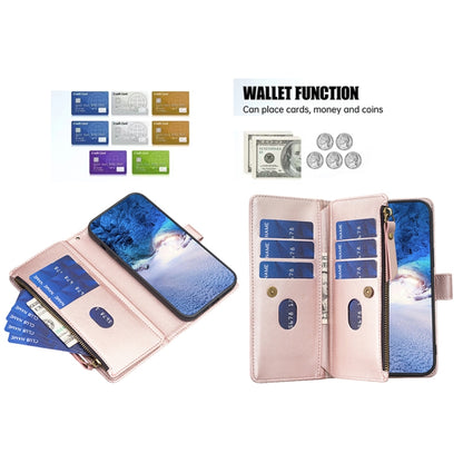 For Google Pixel 7 Pro 9 Card Slots Zipper Wallet Leather Flip Phone Case(Rose Gold) - Google Cases by buy2fix | Online Shopping UK | buy2fix