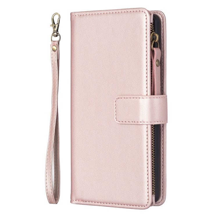 For Google Pixel 7 9 Card Slots Zipper Wallet Leather Flip Phone Case(Rose Gold) - Google Cases by buy2fix | Online Shopping UK | buy2fix