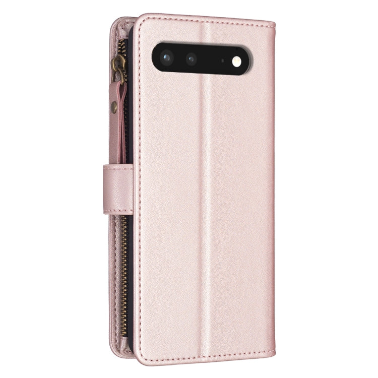 For Google Pixel 7 9 Card Slots Zipper Wallet Leather Flip Phone Case(Rose Gold) - Google Cases by buy2fix | Online Shopping UK | buy2fix