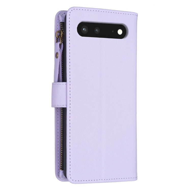 For Google Pixel 7 9 Card Slots Zipper Wallet Leather Flip Phone Case(Light Purple) - Google Cases by buy2fix | Online Shopping UK | buy2fix