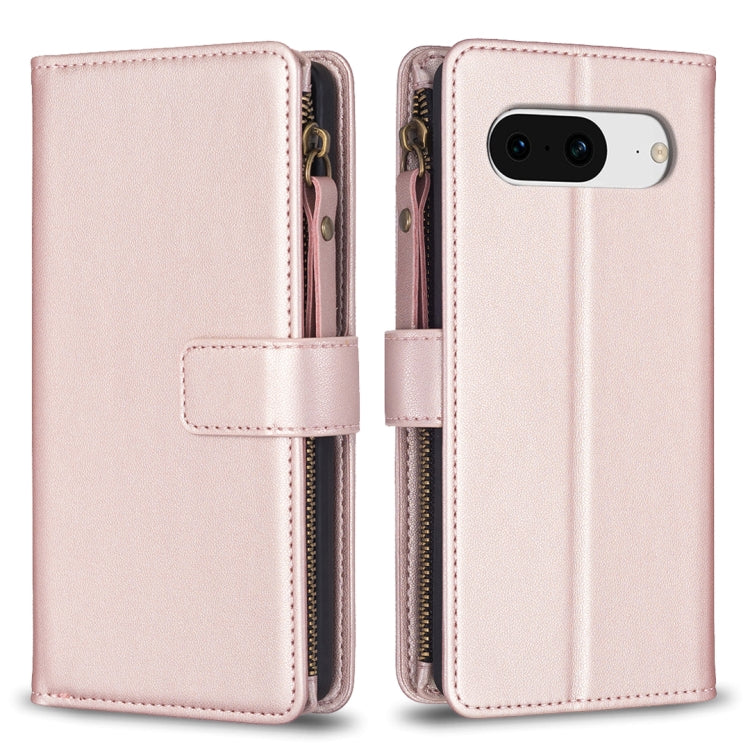 For Google Pixel 8 9 Card Slots Zipper Wallet Leather Flip Phone Case(Rose Gold) - Google Cases by buy2fix | Online Shopping UK | buy2fix