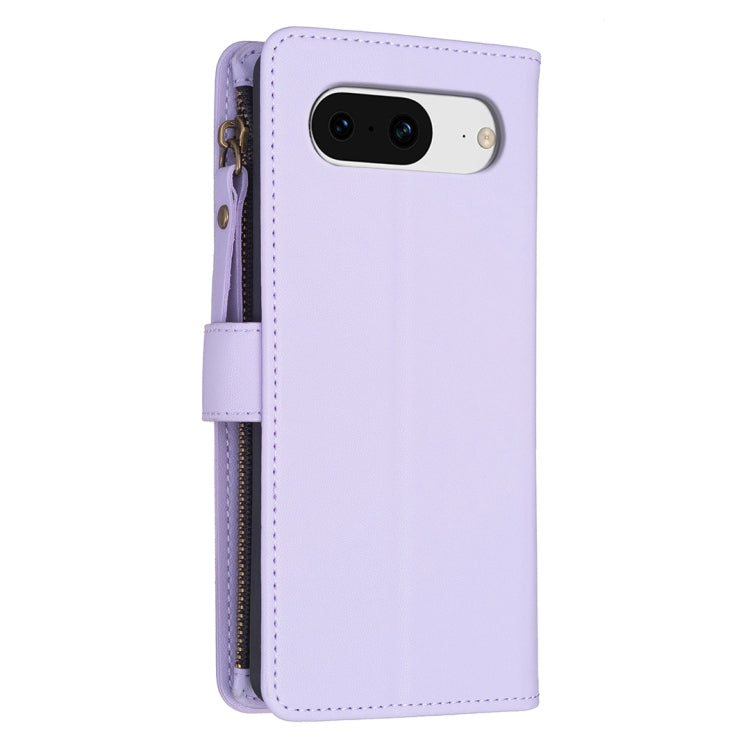 For Google Pixel 8 9 Card Slots Zipper Wallet Leather Flip Phone Case(Light Purple) - Google Cases by buy2fix | Online Shopping UK | buy2fix