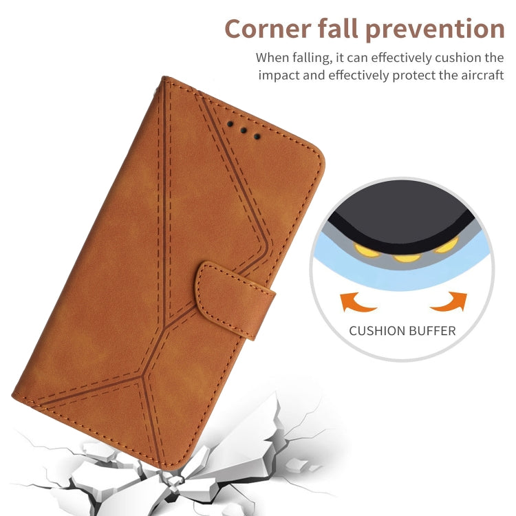 For iPhone 16 Pro Stitching Embossed Leather Phone Case(Brown) - iPhone 16 Pro Cases by buy2fix | Online Shopping UK | buy2fix