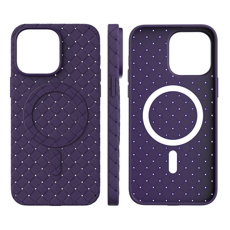 For iPhone 13 Pro Max Woven Pattern MagSafe Magnetic Cooling Phone Case(Purple) - iPhone 13 Pro Max Cases by buy2fix | Online Shopping UK | buy2fix