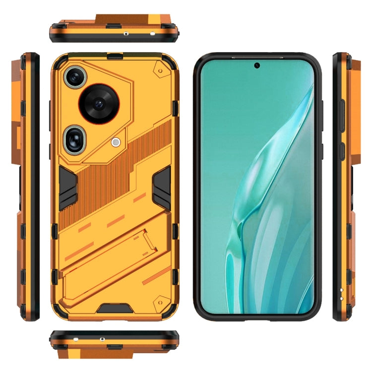 For Huawei Pura 70 Ultra Punk Armor 2 in 1 PC + TPU Phone Case with Holder(Orange) - Huawei Cases by buy2fix | Online Shopping UK | buy2fix