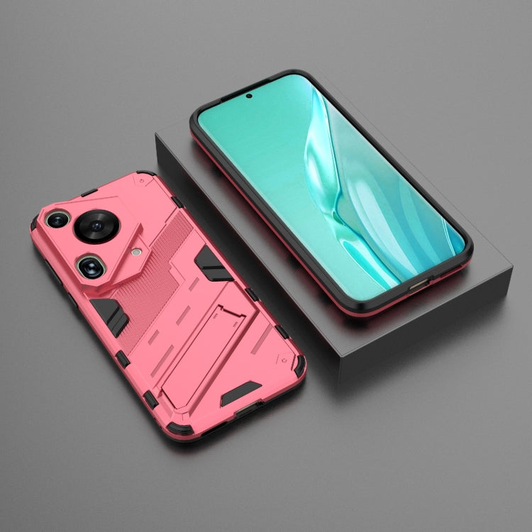 For Huawei Pura 70 Ultra Punk Armor 2 in 1 PC + TPU Phone Case with Holder(Light Red) - Huawei Cases by buy2fix | Online Shopping UK | buy2fix