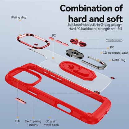 For iPhone 16 Pro Max TPU + PC Lens Protection Phone Case with Ring Holder(Red) - iPhone 16 Pro Max Cases by buy2fix | Online Shopping UK | buy2fix