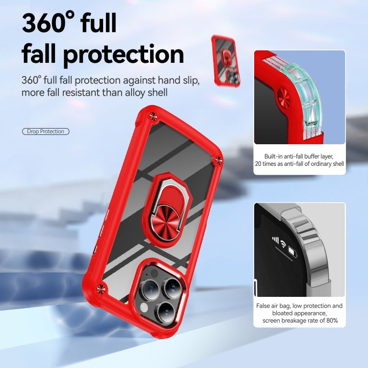 For iPhone 16 Pro Max TPU + PC Lens Protection Phone Case with Ring Holder(Red) - iPhone 16 Pro Max Cases by buy2fix | Online Shopping UK | buy2fix